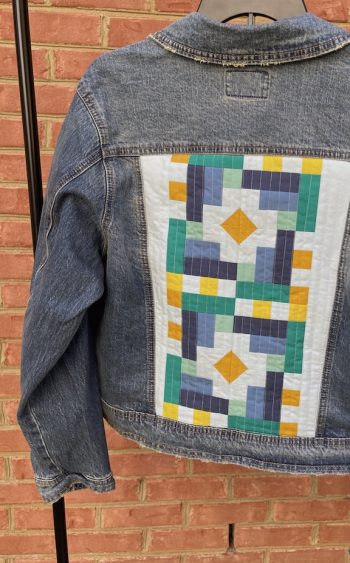 blue jean jacket with back quilt blocks